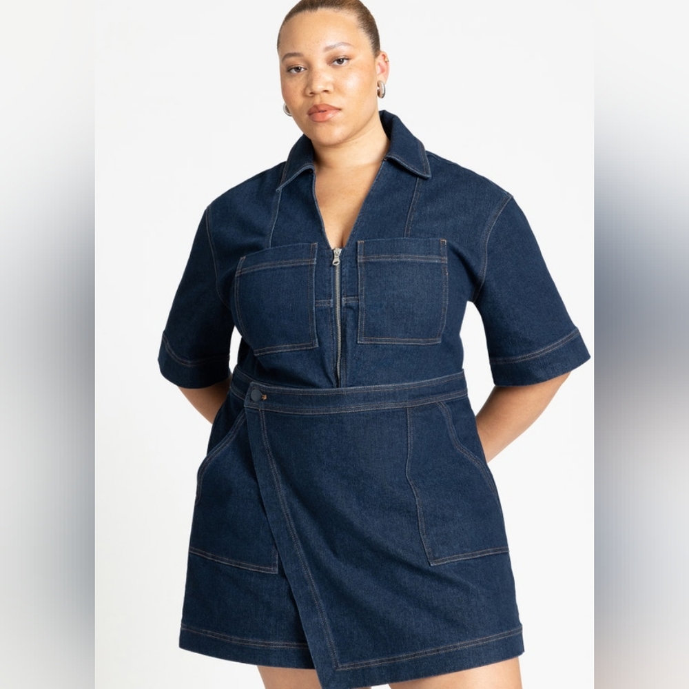 Eloquii Dark Indigo Denim Utility Dress